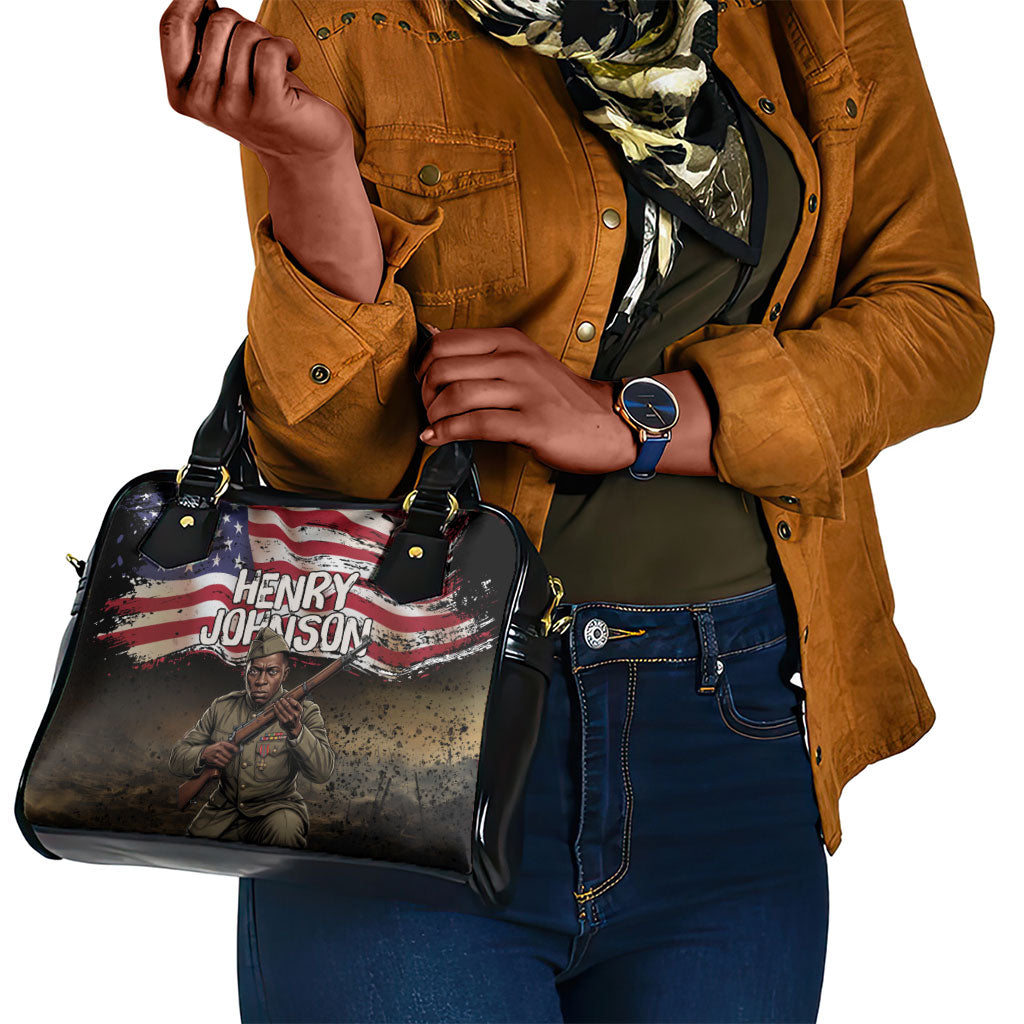 Henry Johnson Black History Month Shoulder Handbag Distressed US Flag American Hero Portrait