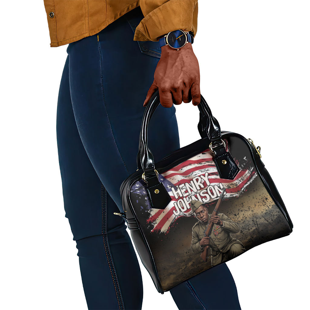 Henry Johnson Black History Month Shoulder Handbag Distressed US Flag American Hero Portrait
