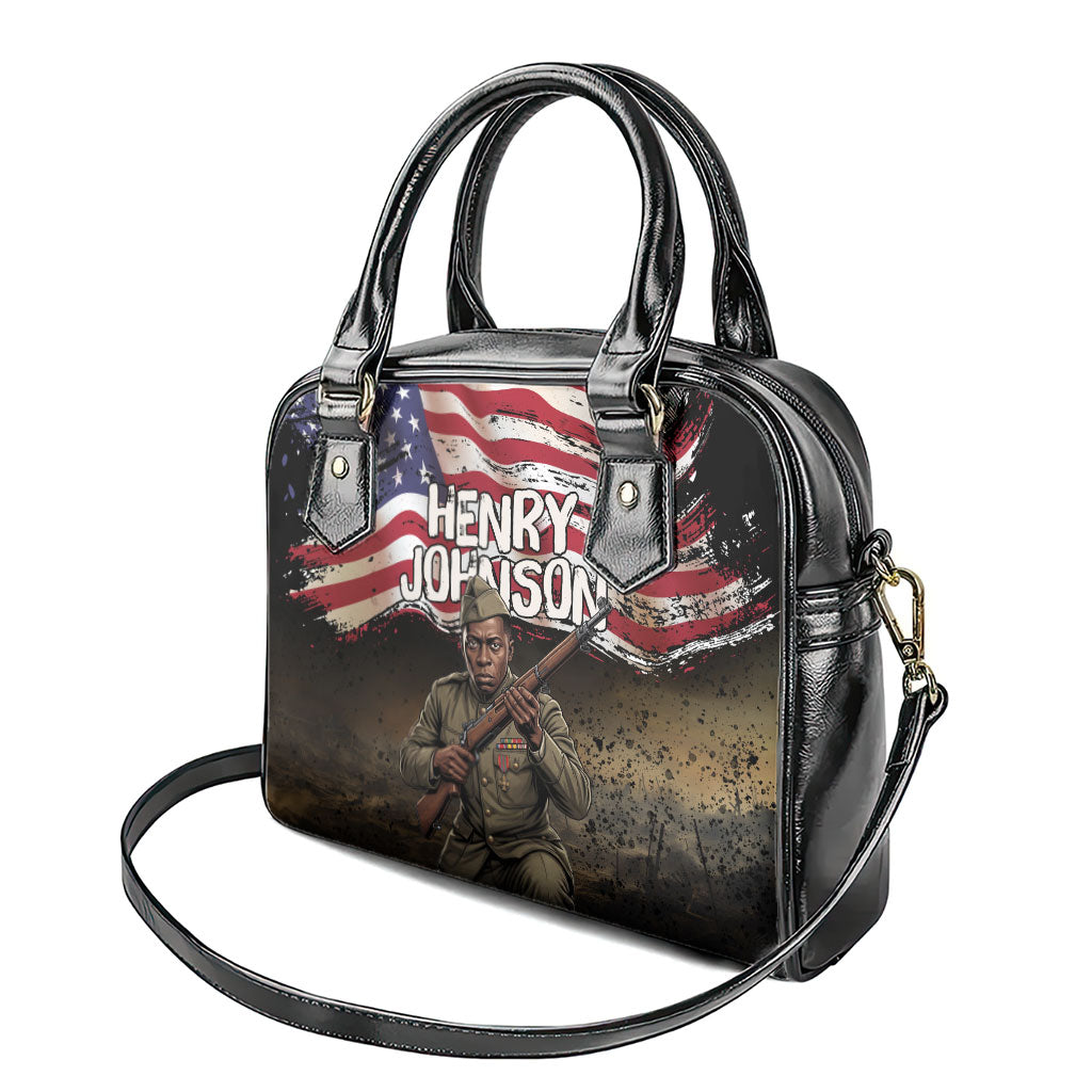 Henry Johnson Black History Month Shoulder Handbag Distressed US Flag American Hero Portrait