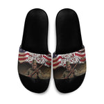 Henry Johnson Black History Month Slide Sandals Distressed US Flag American Hero Portrait