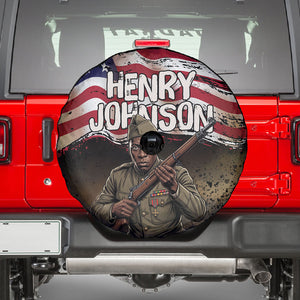 Henry Johnson Black History Month Spare Tire Cover Distressed US Flag American Hero Portrait