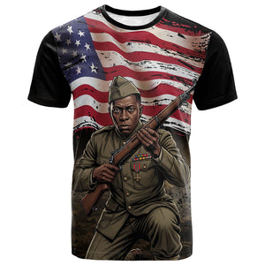 Henry Johnson Black History Month T shirt Distressed US Flag American Hero Portrait