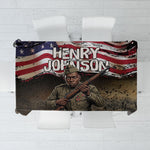 Henry Johnson Black History Month Tablecloth Distressed US Flag American Hero Portrait