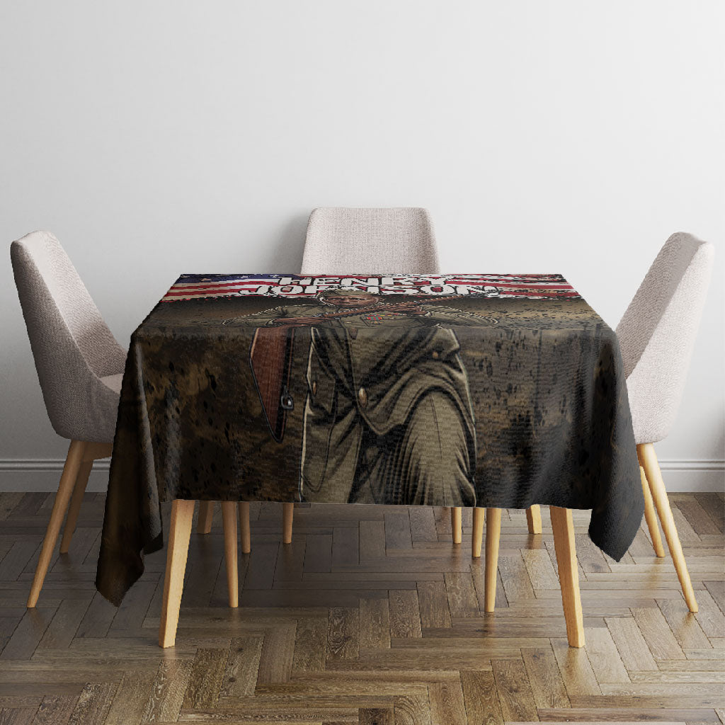 Henry Johnson Black History Month Tablecloth Distressed US Flag American Hero Portrait