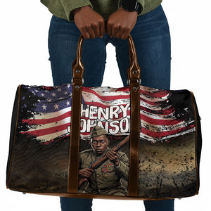 Henry Johnson Black History Month Travel Bag Distressed US Flag American Hero Portrait
