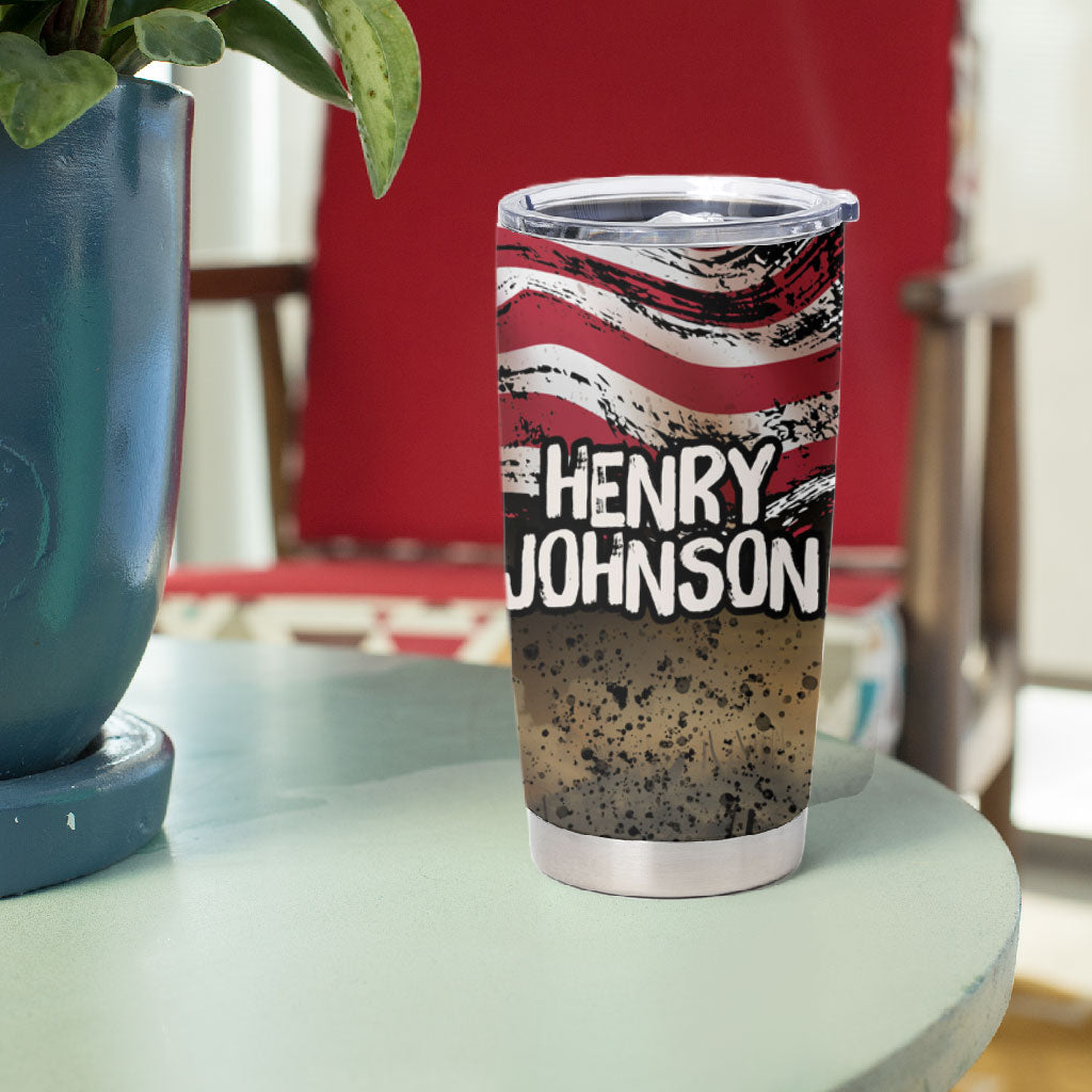 Henry Johnson Black History Month Tumbler Cup Distressed US Flag American Hero Portrait