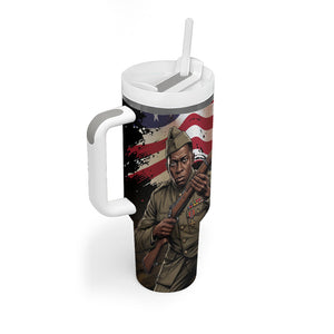 Henry Johnson Black History Month Tumbler With Handle Distressed US Flag American Hero Portrait