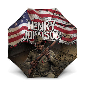 Henry Johnson Black History Month Umbrella Distressed US Flag American Hero Portrait