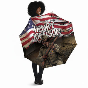 Henry Johnson Black History Month Umbrella Distressed US Flag American Hero Portrait