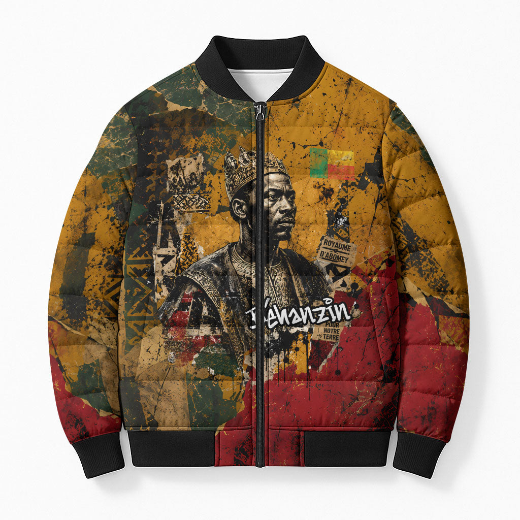 Benin Independence Day King Behanzin Bomber Puffer Jacket Dahomey Amazons National Motto