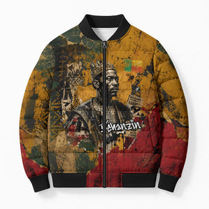 Benin Independence Day King Behanzin Bomber Puffer Jacket Dahomey Amazons National Motto