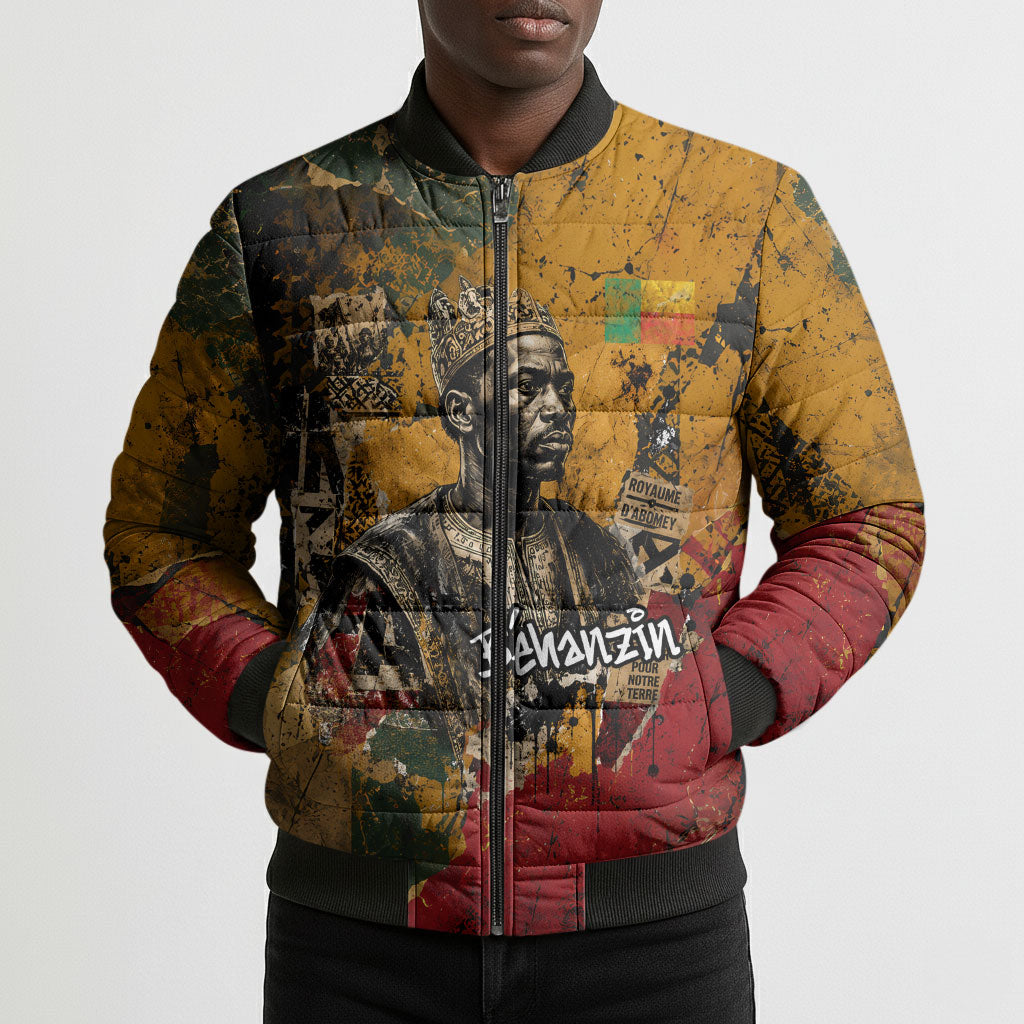 Benin Independence Day King Behanzin Bomber Puffer Jacket Dahomey Amazons National Motto