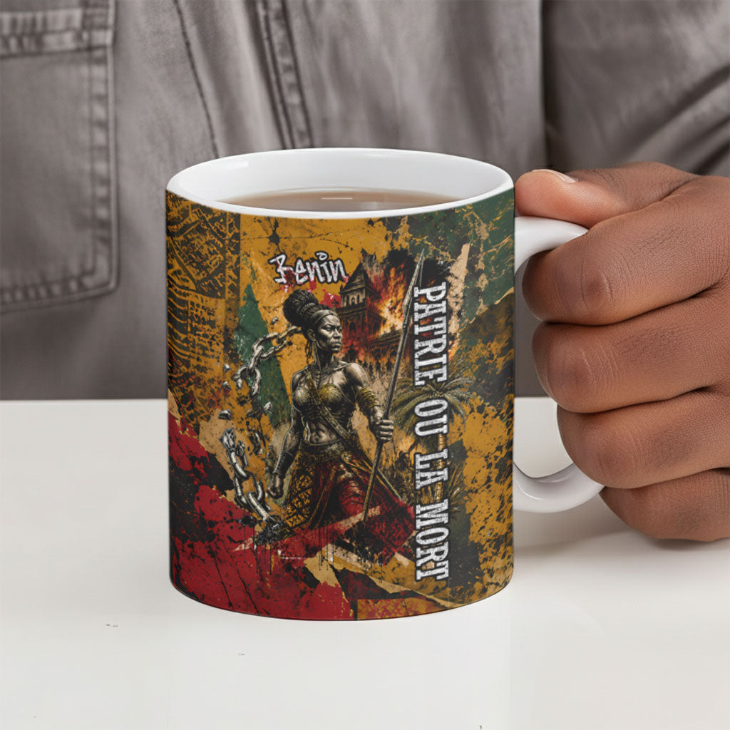 Benin Independence Day King Behanzin Ceramic Mug Dahomey Amazons National Motto