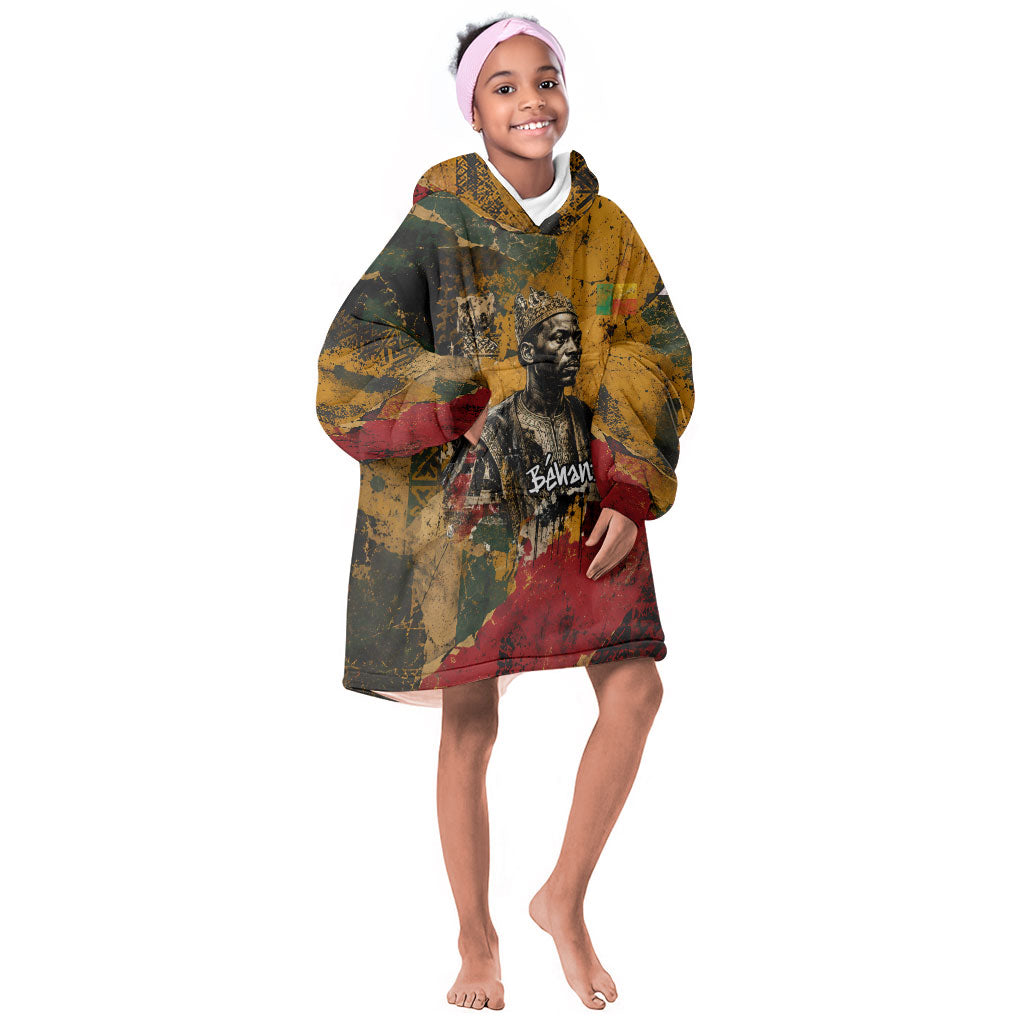 Benin Independence Day King Behanzin Kid Wearable Blanket Hoodie Dahomey Amazons National Motto