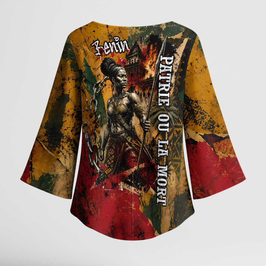 Benin Independence Day King Behanzin Kimono Sleeve Blouse Dahomey Amazons National Motto