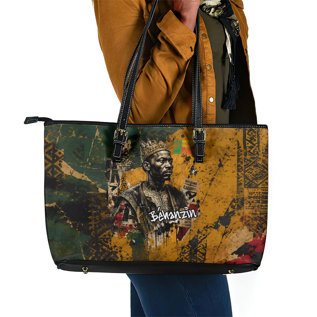 Benin Independence Day King Behanzin Leather Tote Bag Dahomey Amazons National Motto