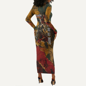 Benin Independence Day King Behanzin Long Sleeve Bodycon Dress Dahomey Amazons National Motto