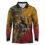 Benin Independence Day King Behanzin Long Sleeve Polo Shirt Dahomey Amazons National Motto