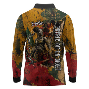 Benin Independence Day King Behanzin Long Sleeve Polo Shirt Dahomey Amazons National Motto