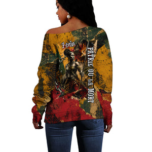 Benin Independence Day King Behanzin Off Shoulder Sweater Dahomey Amazons National Motto