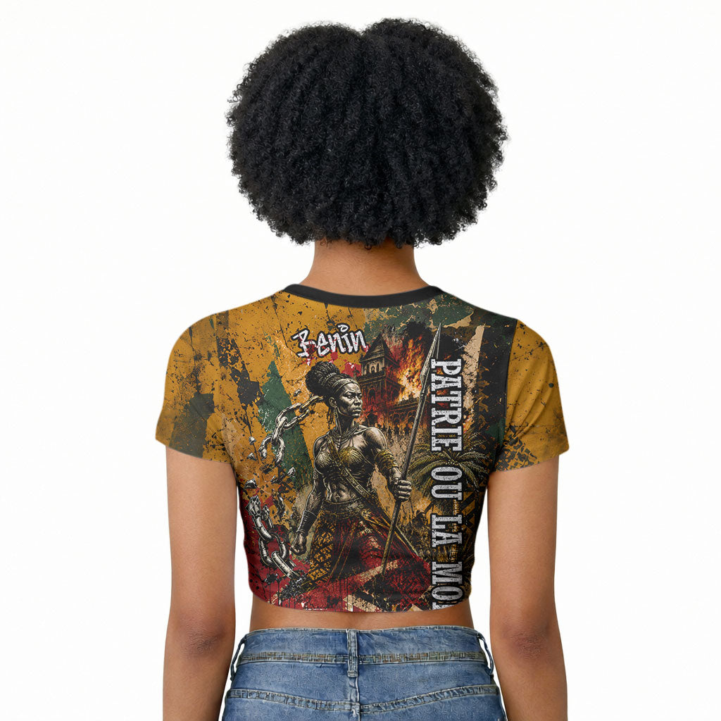 Benin Independence Day King Behanzin Raglan Cropped T shirt Dahomey Amazons National Motto