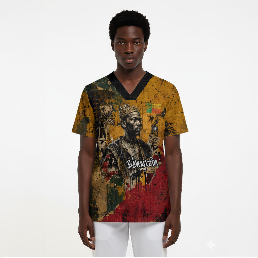 Benin Independence Day King Behanzin Scrub Top Dahomey Amazons National Motto
