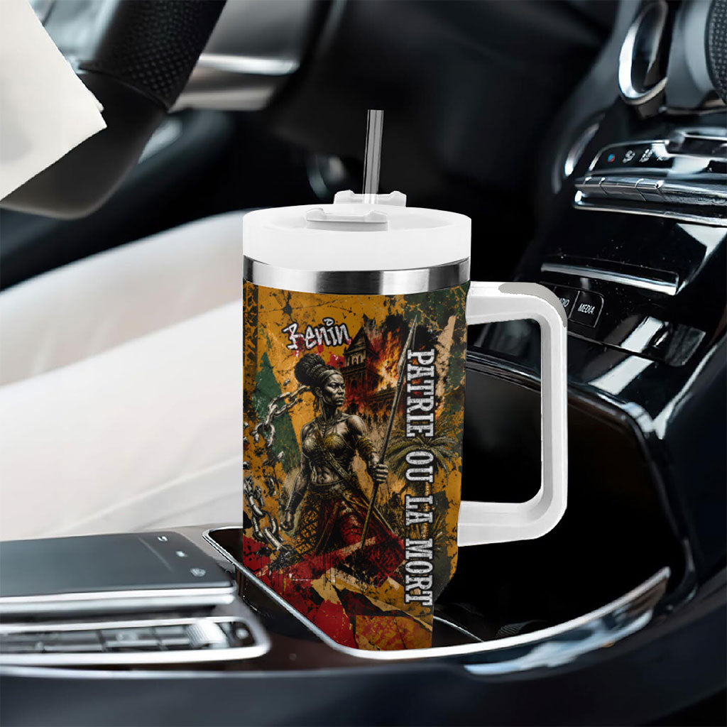 Benin Independence Day King Behanzin Tumbler With Handle Dahomey Amazons National Motto