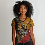 Benin Independence Day King Behanzin Women V-Neck T-Shirt Dahomey Amazons National Motto