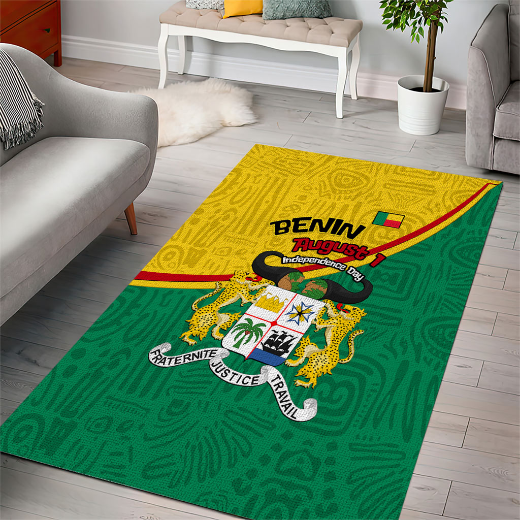 Benin Independence Day August 1 Area Rug Coat Of Arms Heritage Raised Fist Flag