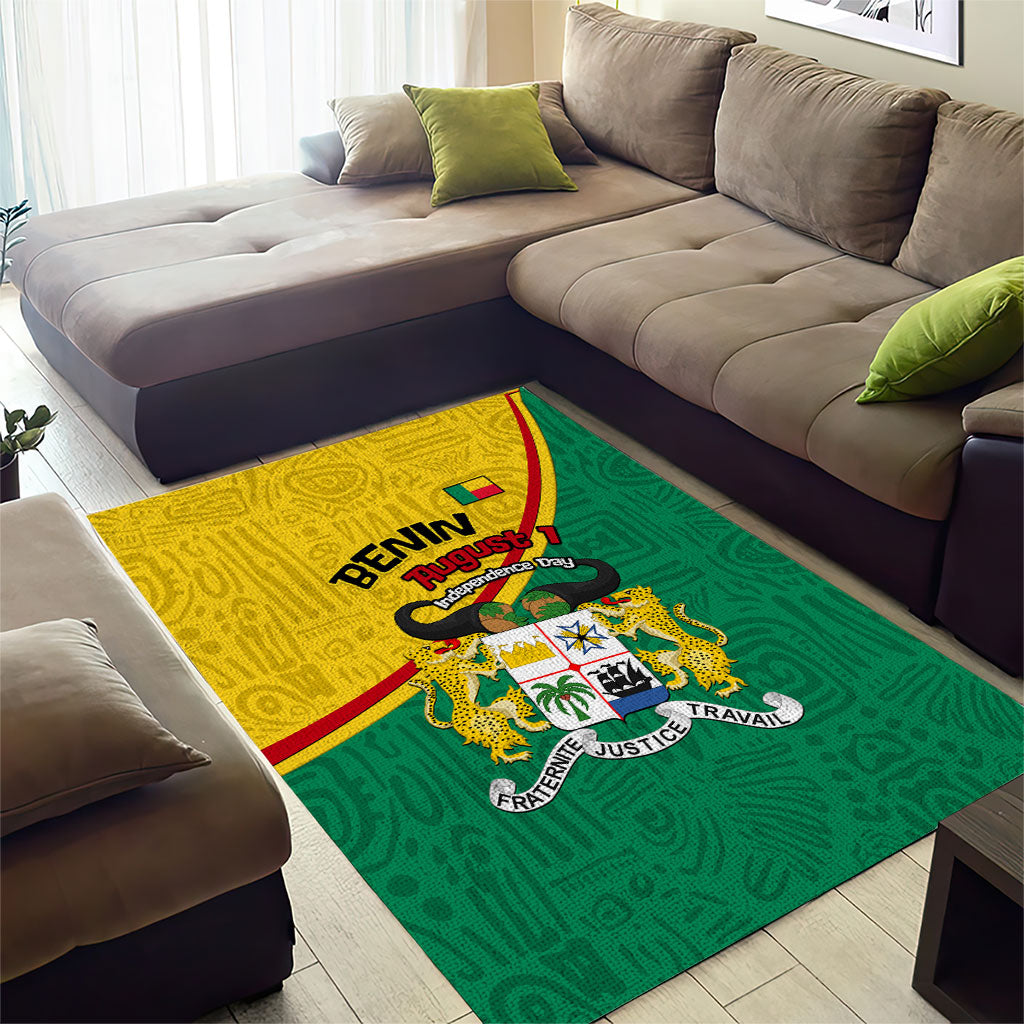 Benin Independence Day August 1 Area Rug Coat Of Arms Heritage Raised Fist Flag