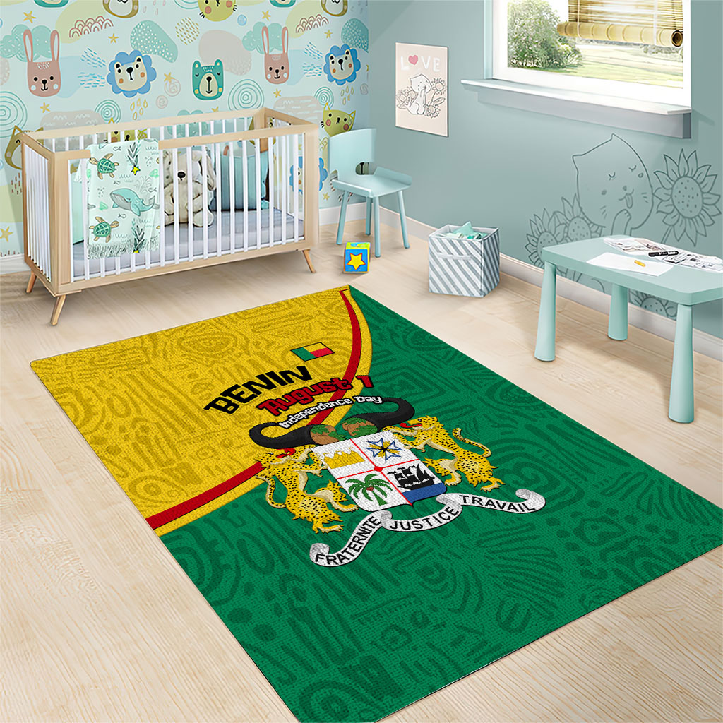 Benin Independence Day August 1 Area Rug Coat Of Arms Heritage Raised Fist Flag