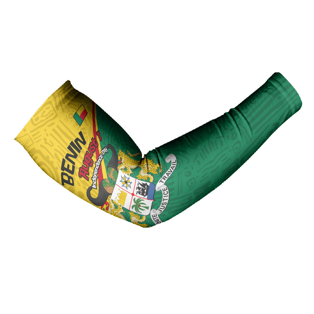 Benin Independence Day August 1 Arm Sleeves Coat Of Arms Heritage Raised Fist Flag