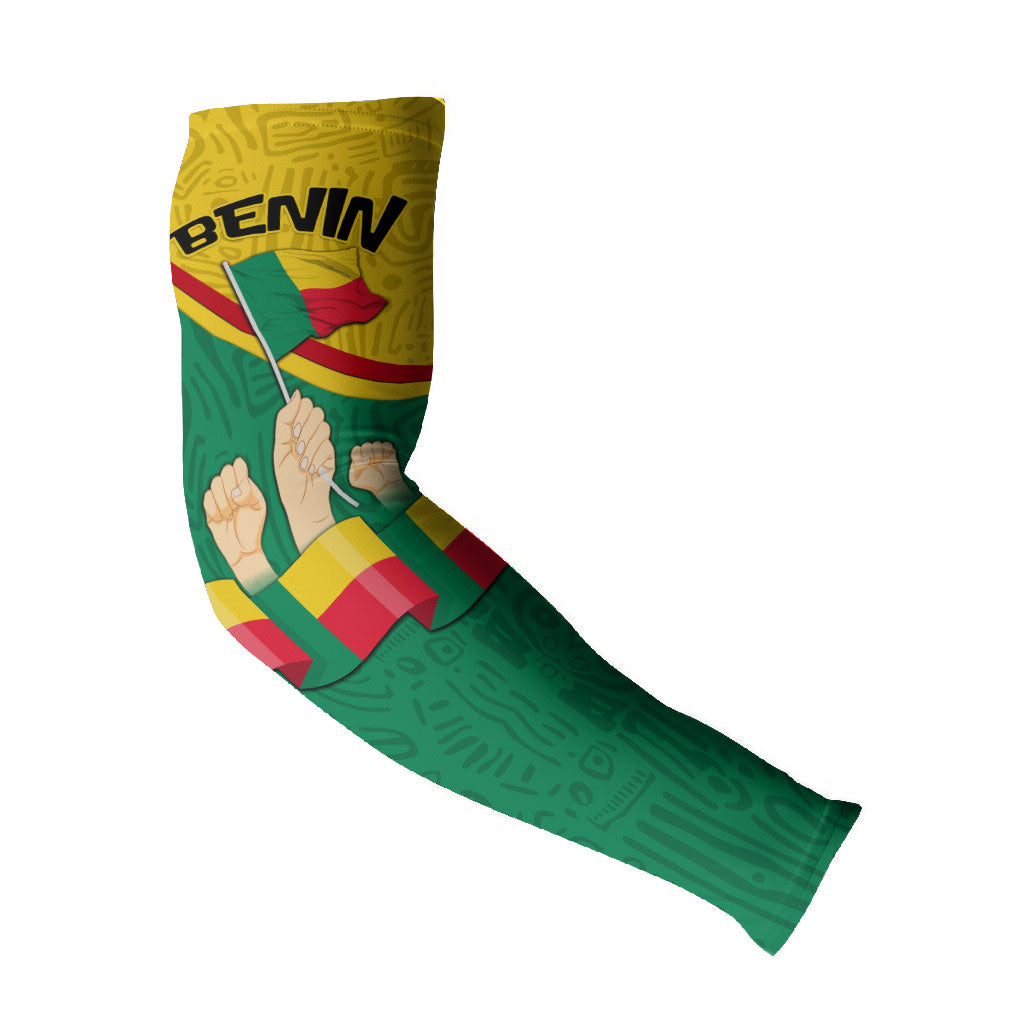 Benin Independence Day August 1 Arm Sleeves Coat Of Arms Heritage Raised Fist Flag