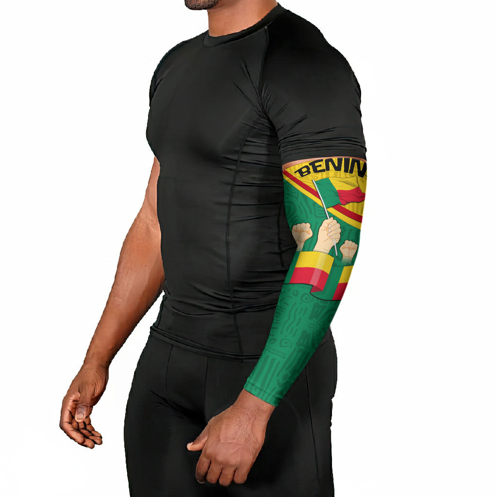 Benin Independence Day August 1 Arm Sleeves Coat Of Arms Heritage Raised Fist Flag