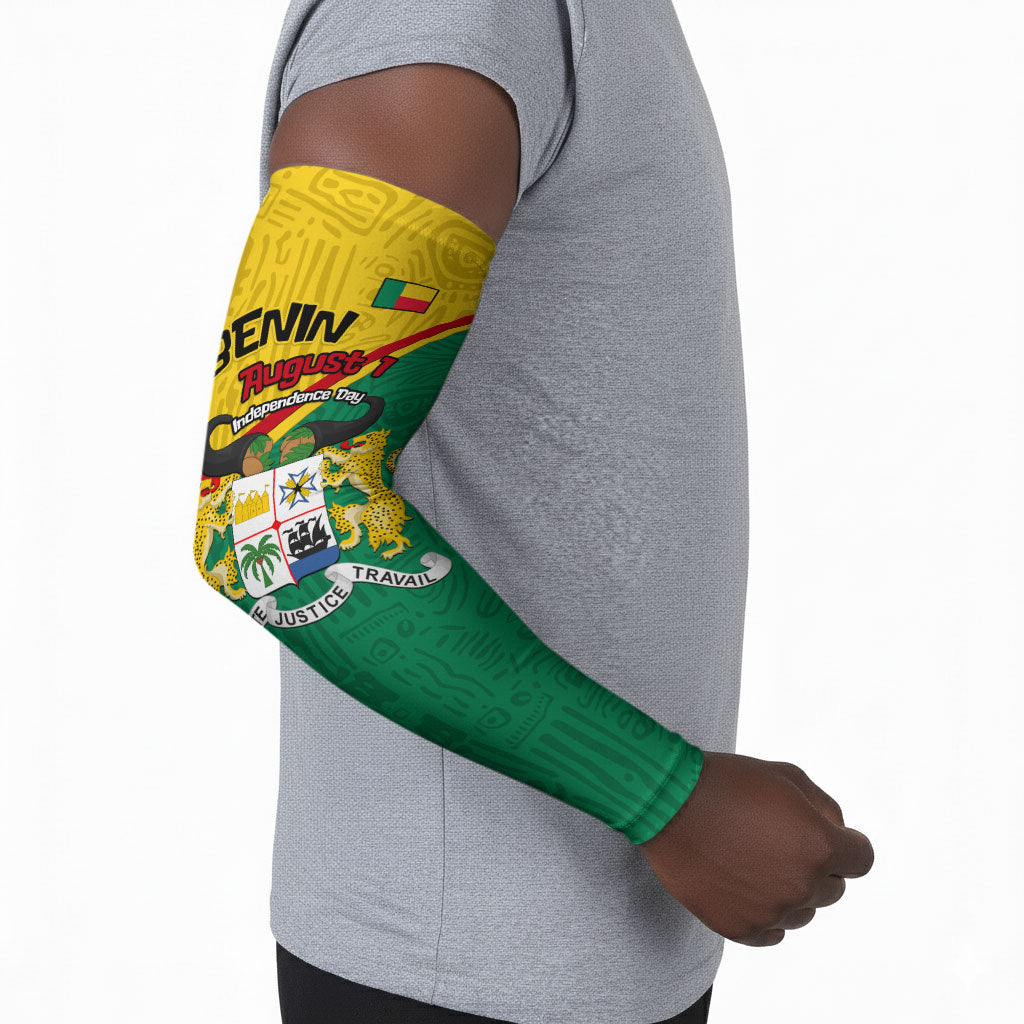 Benin Independence Day August 1 Arm Sleeves Coat Of Arms Heritage Raised Fist Flag