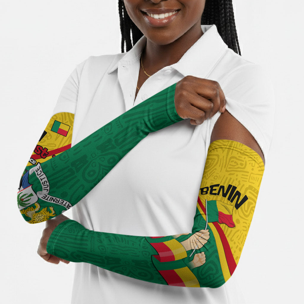 Benin Independence Day August 1 Arm Sleeves Coat Of Arms Heritage Raised Fist Flag