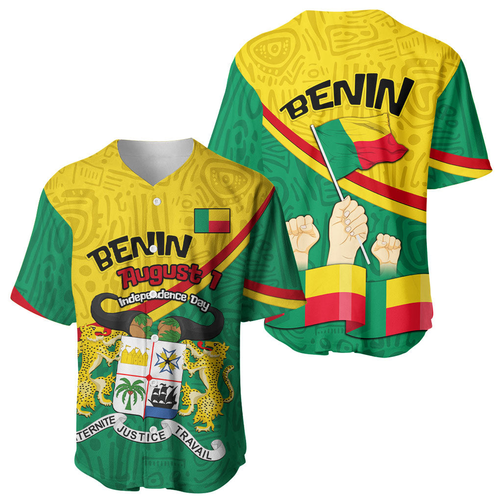 Benin Independence Day August 1 Baseball Jersey Coat Of Arms Heritage Raised Fist Flag
