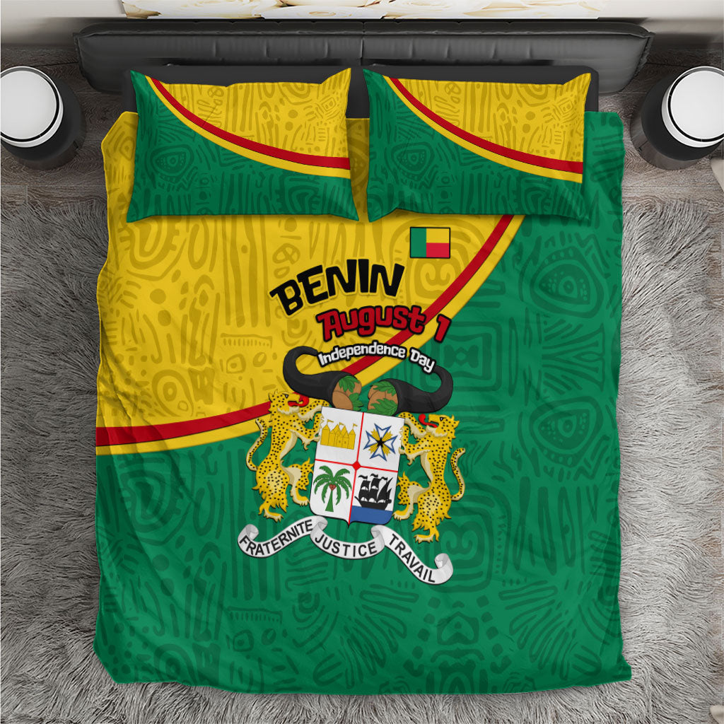 Benin Independence Day August 1 Bedding Set Coat Of Arms Heritage Raised Fist Flag