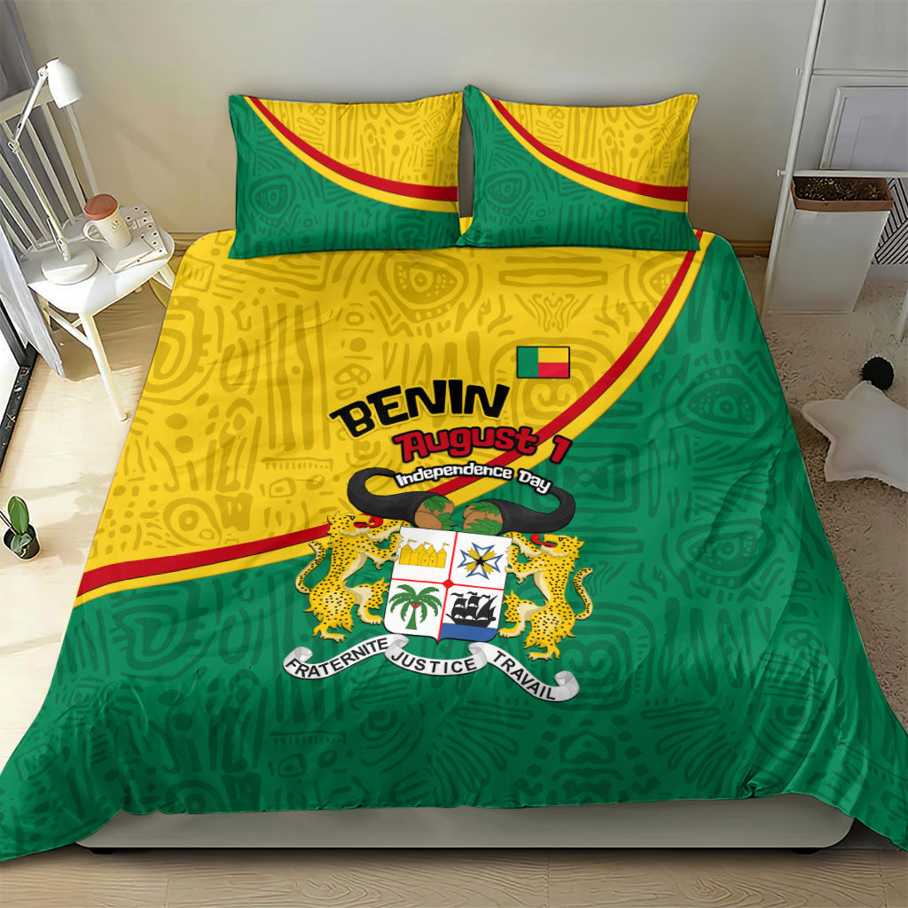 Benin Independence Day August 1 Bedding Set Coat Of Arms Heritage Raised Fist Flag