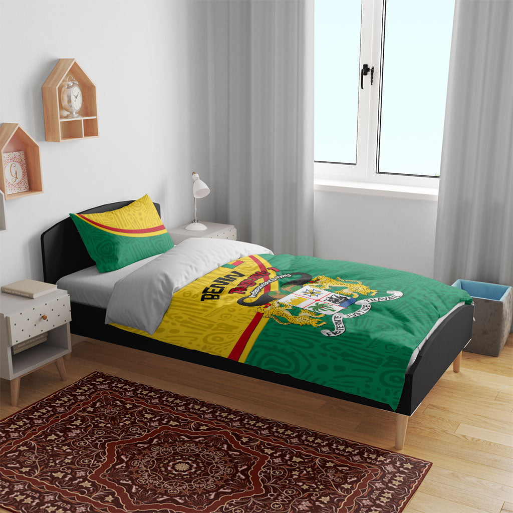 Benin Independence Day August 1 Bedding Set Coat Of Arms Heritage Raised Fist Flag