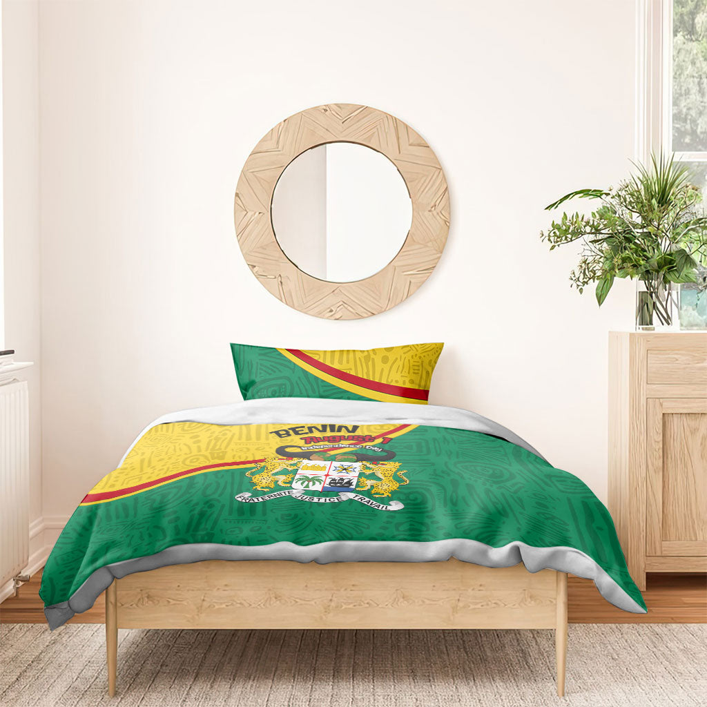 Benin Independence Day August 1 Bedding Set Coat Of Arms Heritage Raised Fist Flag