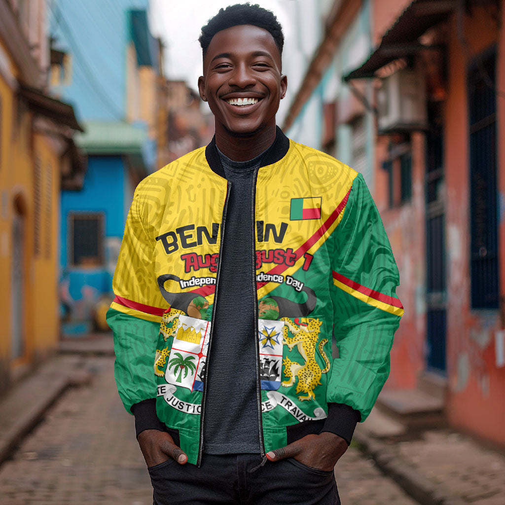 Benin Independence Day August 1 Bomber Jacket Coat Of Arms Heritage Raised Fist Flag