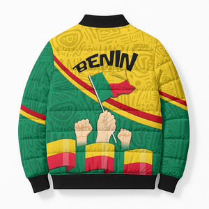 Benin Independence Day August 1 Bomber Puffer Jacket Coat Of Arms Heritage Raised Fist Flag