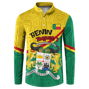 Benin Independence Day August 1 Button Sweatshirt Coat Of Arms Heritage Raised Fist Flag