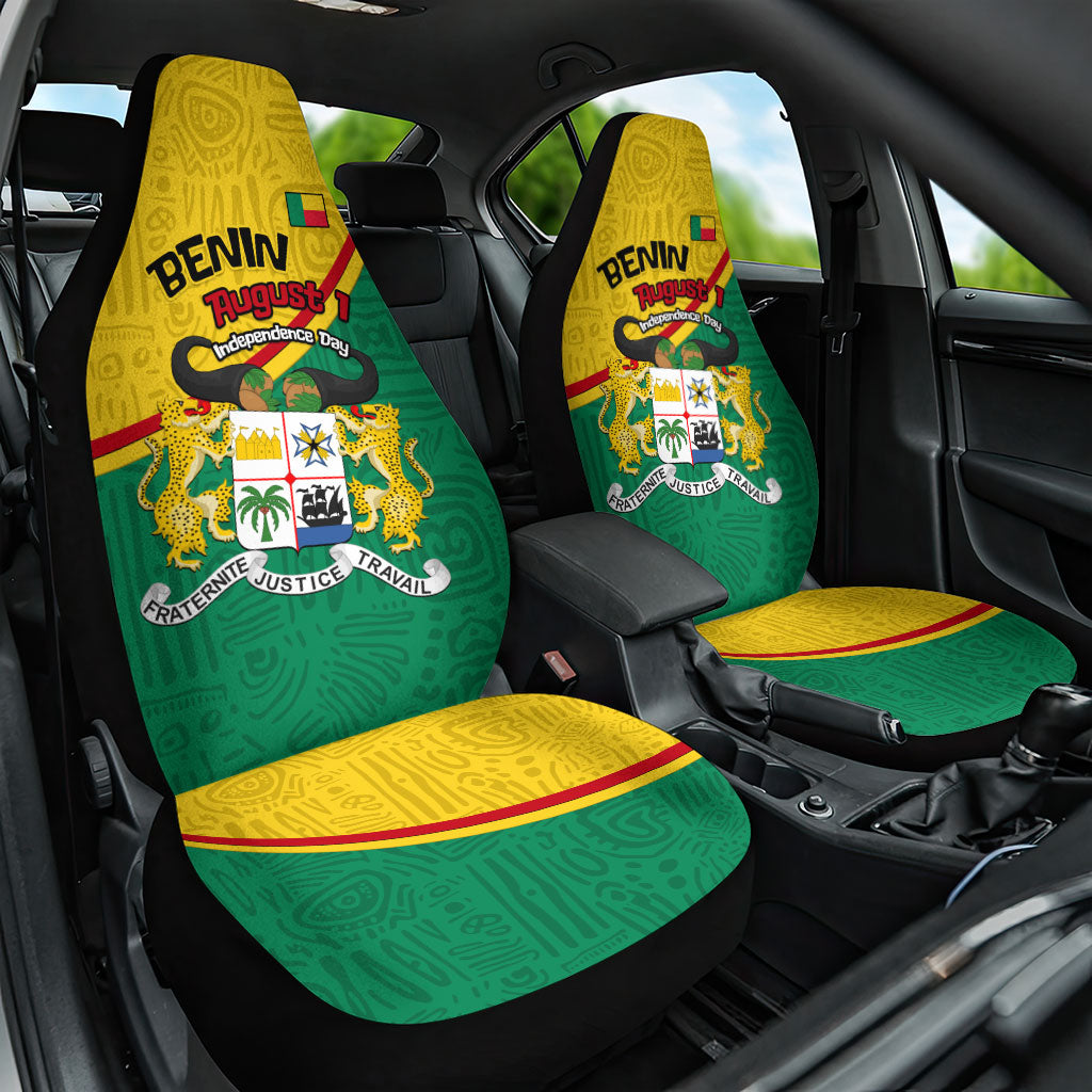 Benin Independence Day August 1 Car Seat Cover Coat Of Arms Heritage Raised Fist Flag