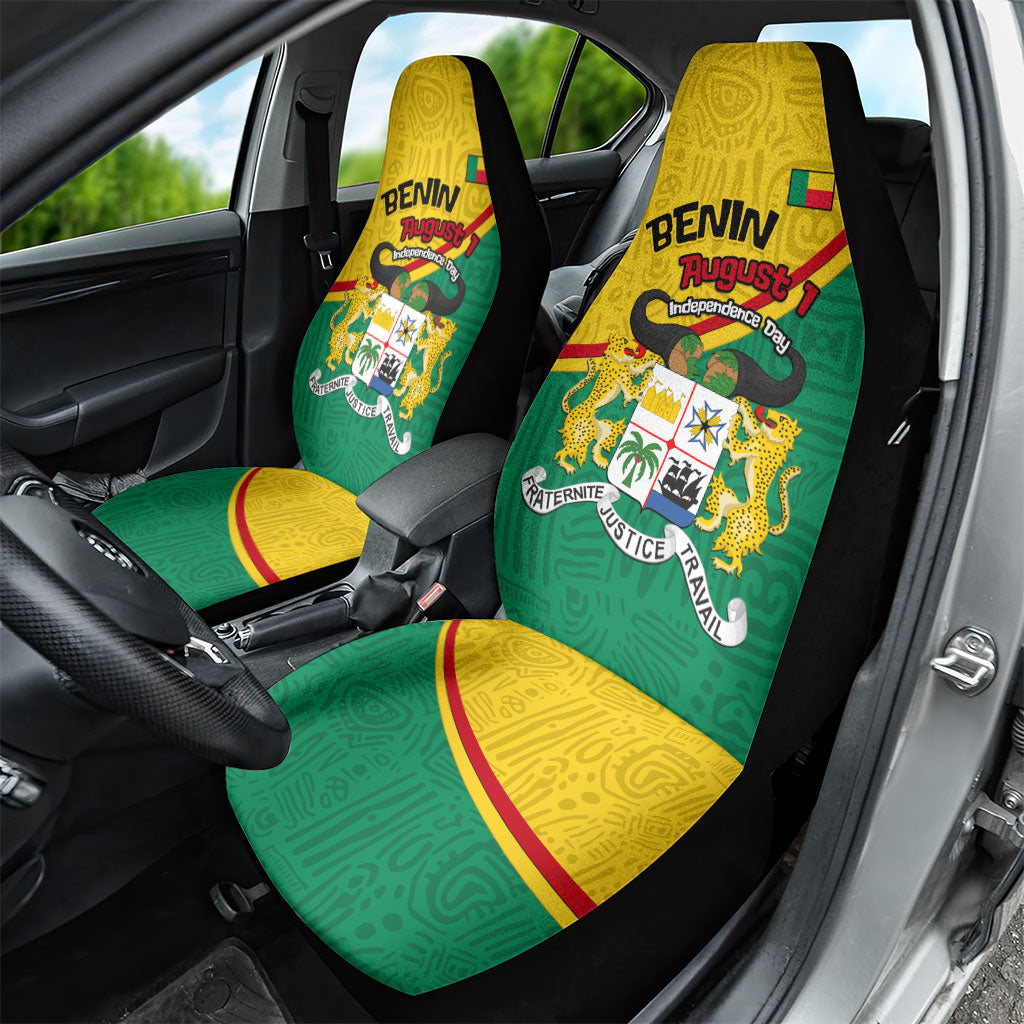 Benin Independence Day August 1 Car Seat Cover Coat Of Arms Heritage Raised Fist Flag