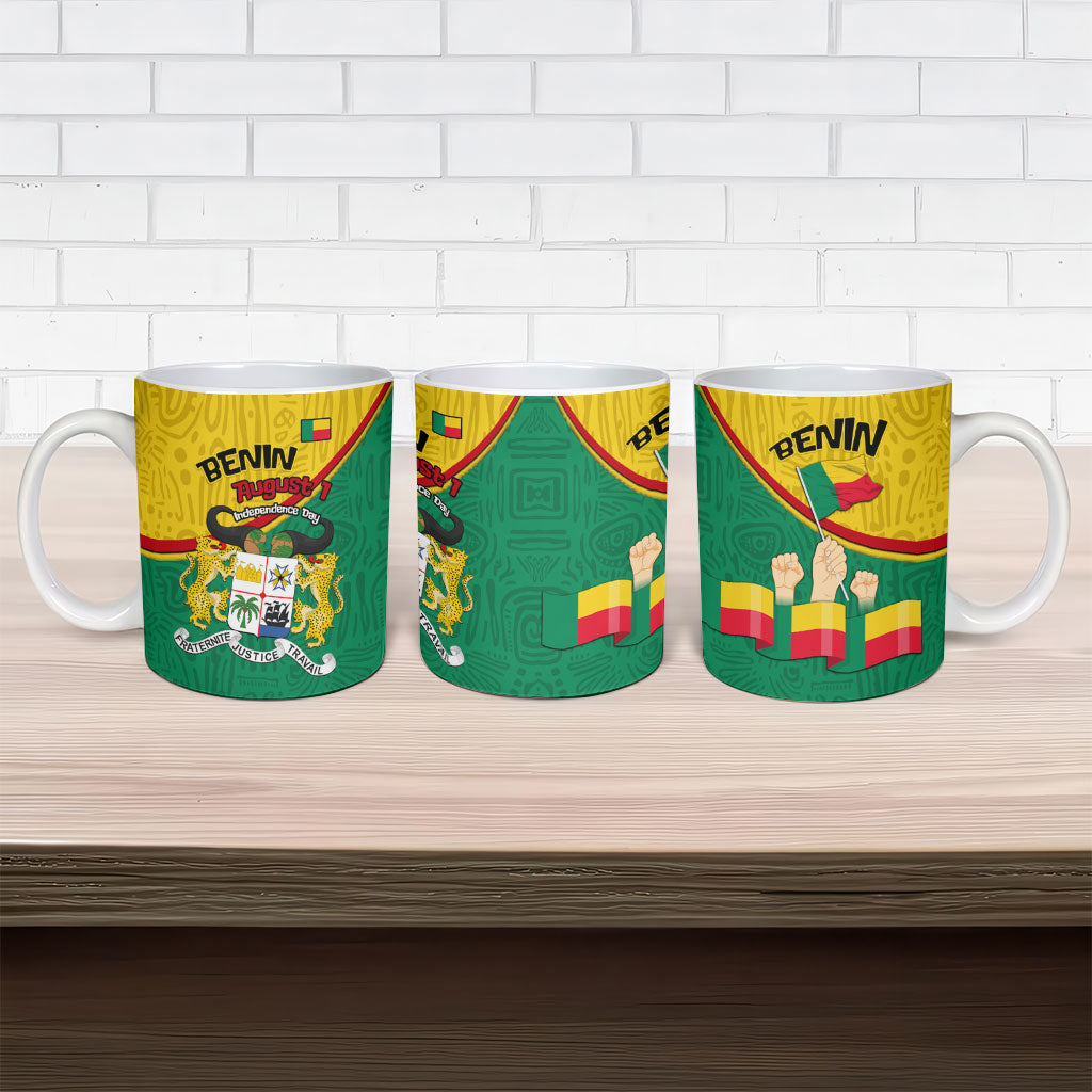 Benin Independence Day August 1 Ceramic Mug Coat Of Arms Heritage Raised Fist Flag