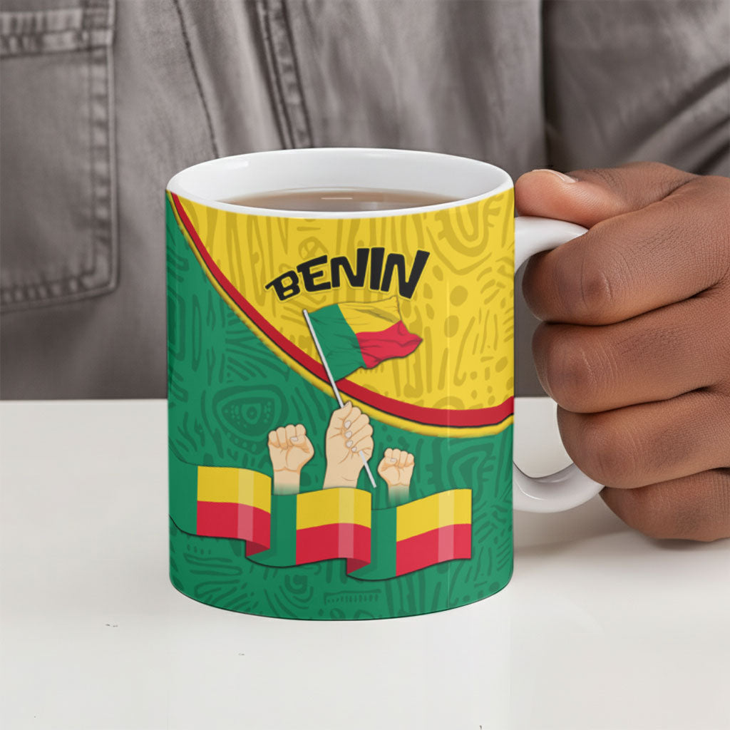 Benin Independence Day August 1 Ceramic Mug Coat Of Arms Heritage Raised Fist Flag