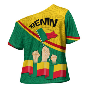 Benin Independence Day August 1 Cross Shoulder Shirt Coat Of Arms Heritage Raised Fist Flag