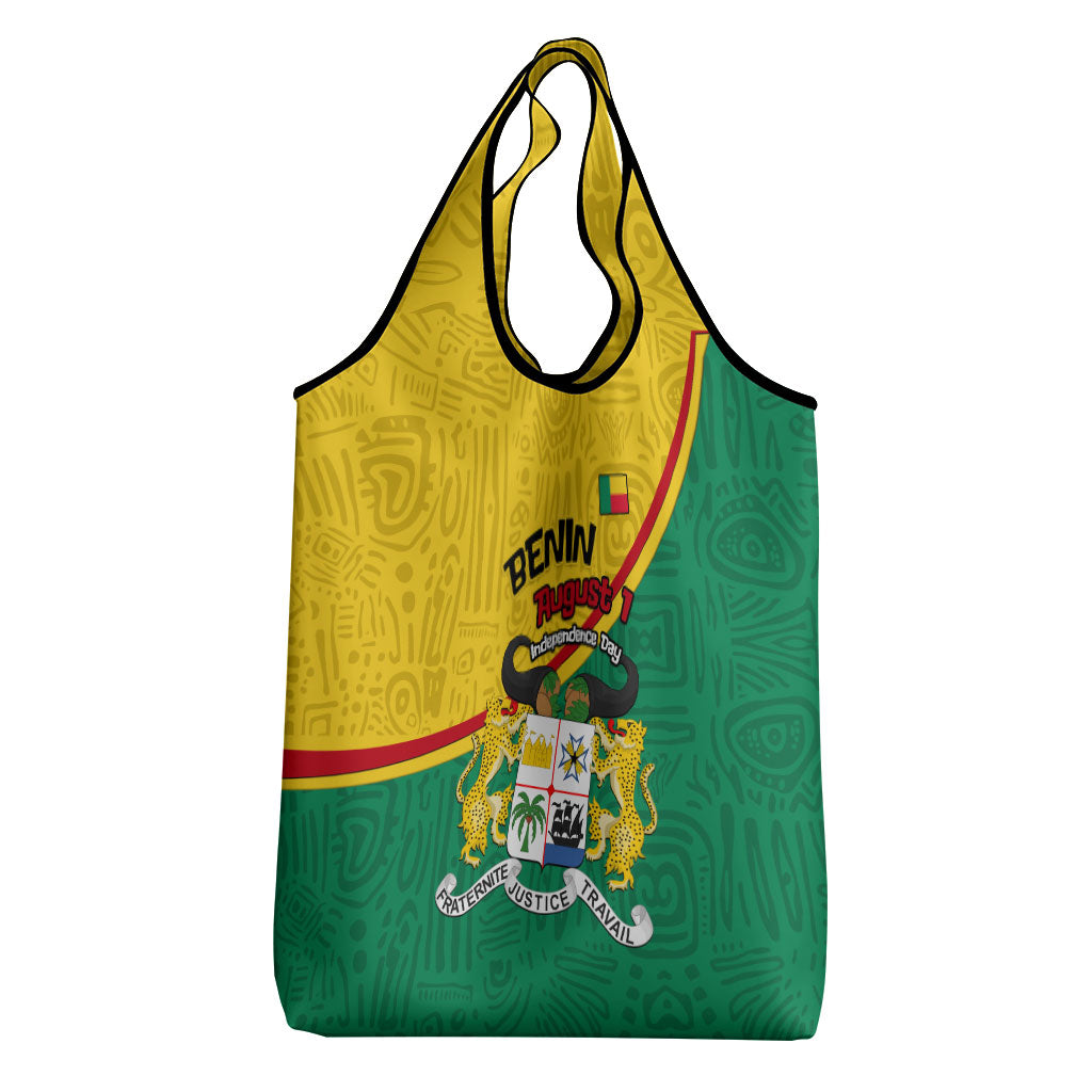 Benin Independence Day August 1 Grocery Bag Coat Of Arms Heritage Raised Fist Flag